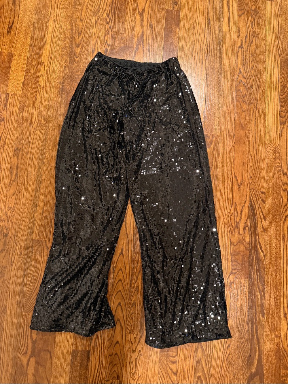SHEIN Black Sequin Wide Leg Pants